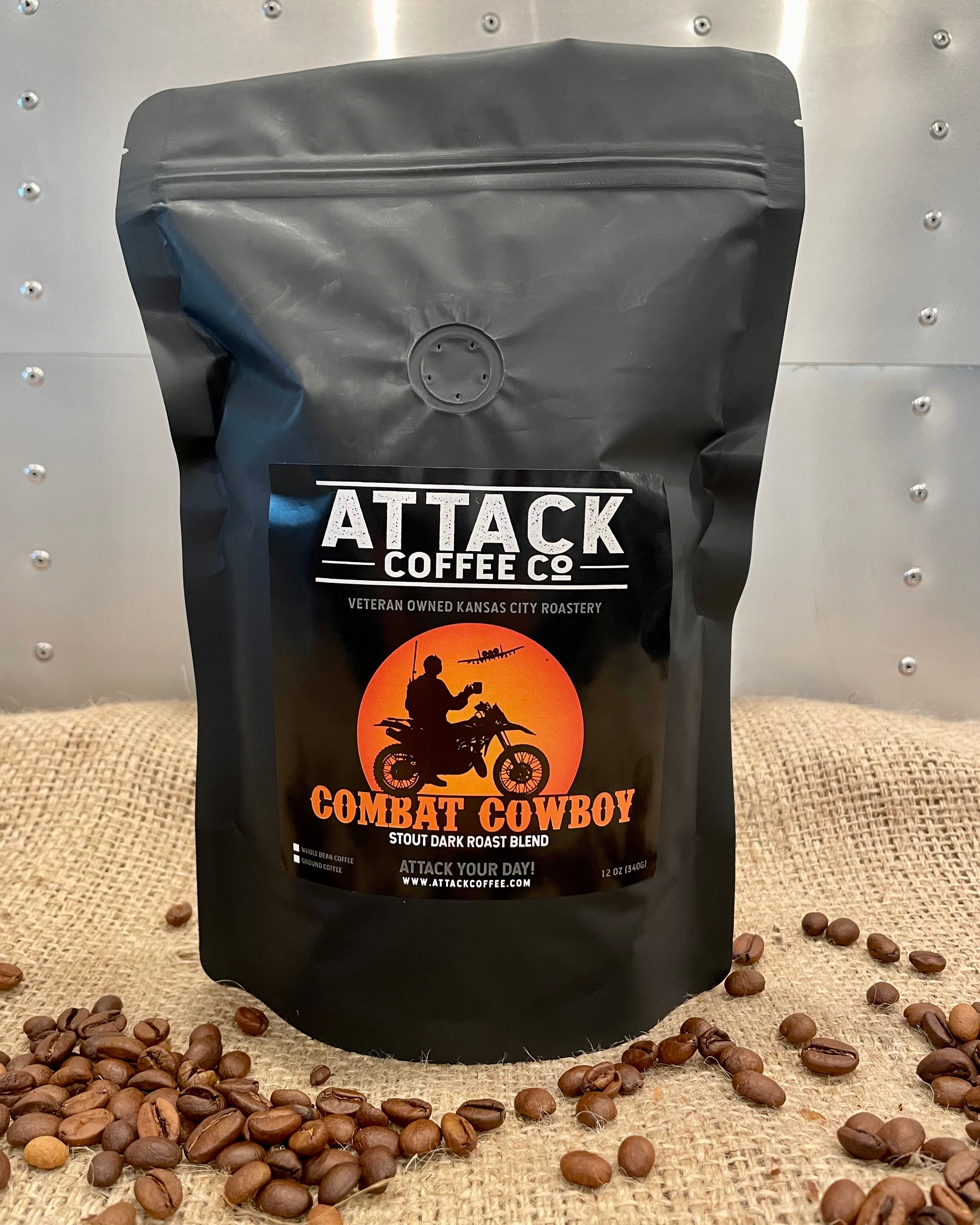 COMBAT COWBOY Stout Dark Roast Blend Attack Coffee Company