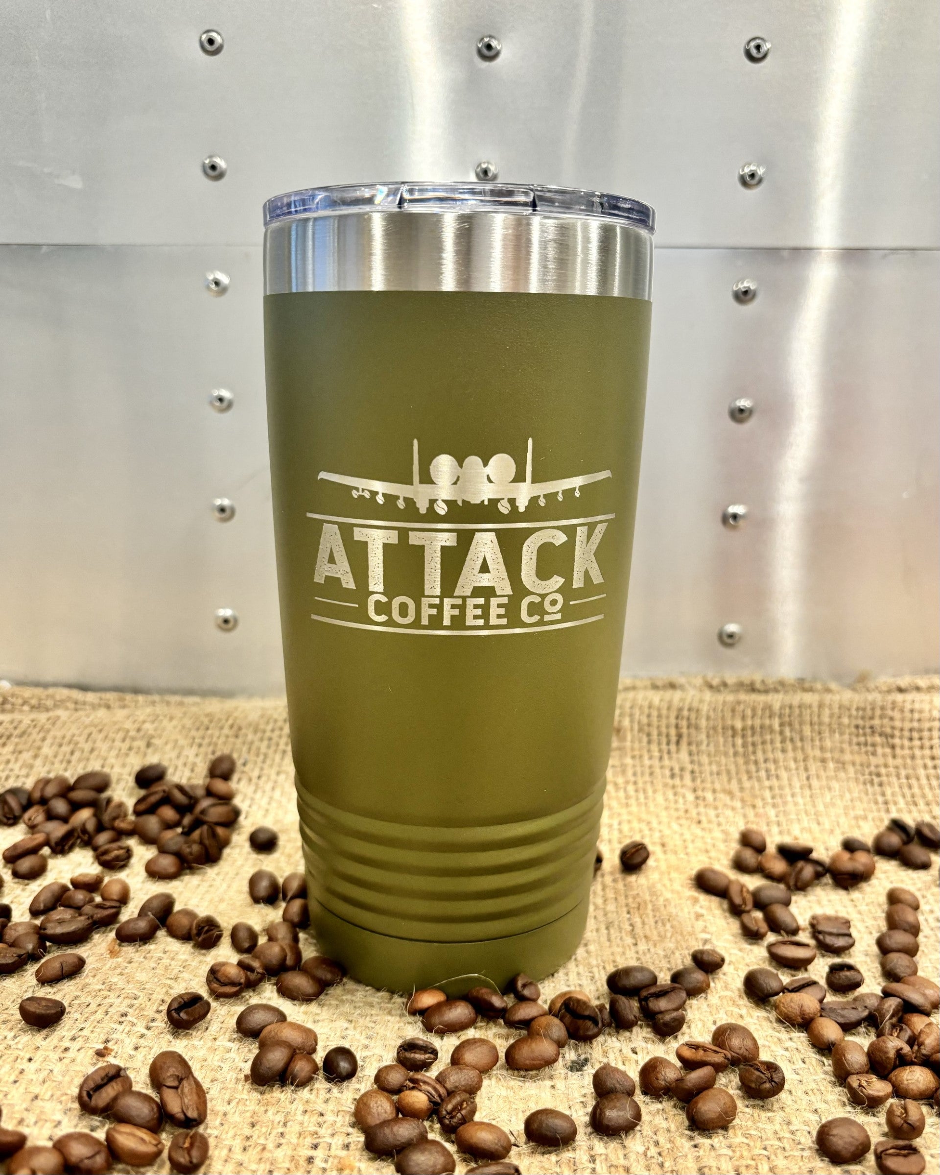 Attack Coffee 20oz Polar Camel with lid (Olive Green) Attack Coffee