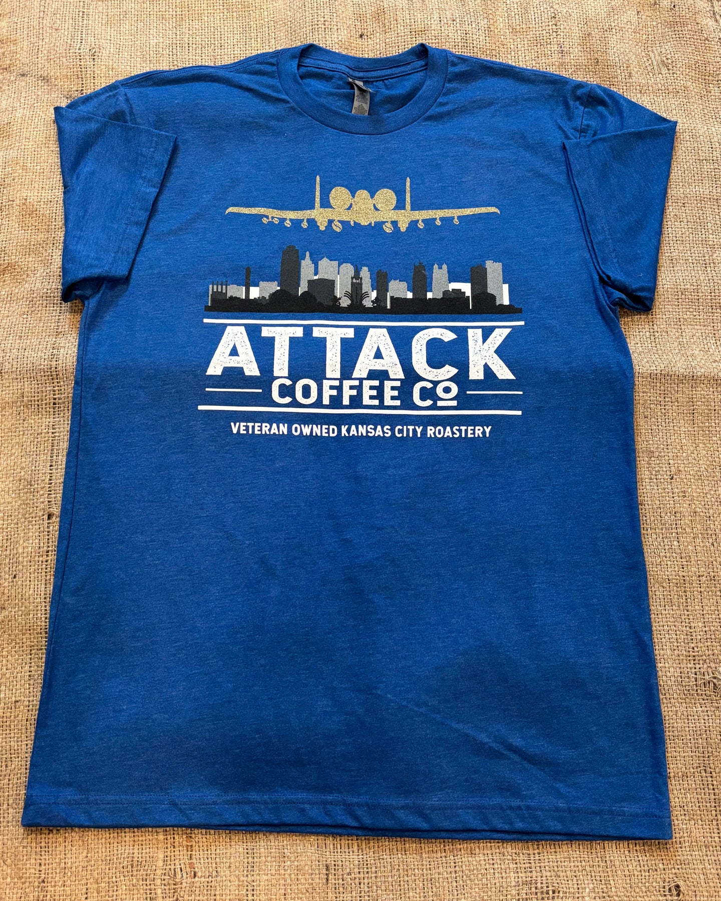Attack Coffee KC Skyline T-Shirt Blue
